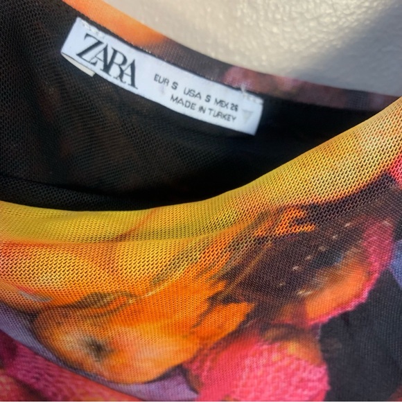 ZARA Blogger Fruit Stand Mesh Strappy Ruched Midi Slip Dress - Picture 11 of 15